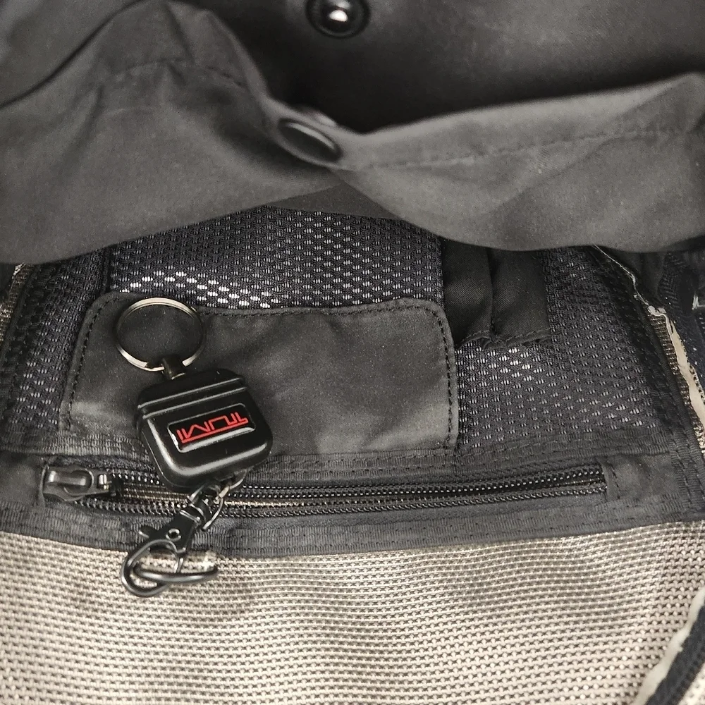 Tumi T2 Ballistic Black Gray Multi Compartment Travel Backpack Waist Carry Bag ;